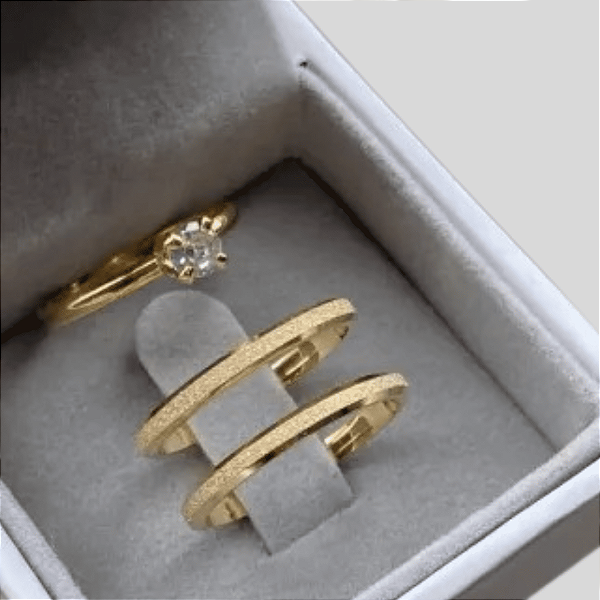 Aliança de Moeda antiga  2mm Tradicional Essência  Niriel Com Anel Solitário de Brinde Aliança só Love