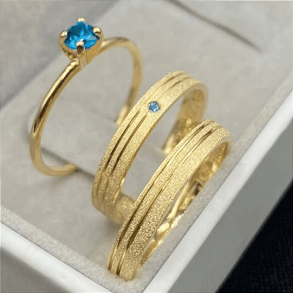 Aliança de  Moeda Antiga 3mm Clara eterno Com Anel Solitário de Brinde Aliança só Love