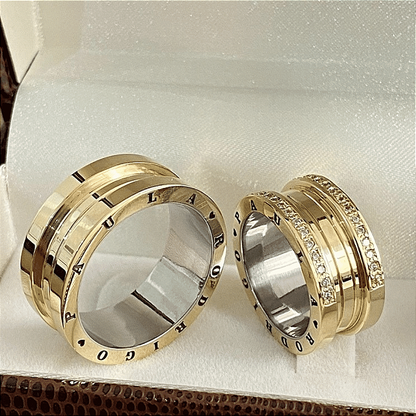 Aliança de Moeda antiga 10mm Premium  Ibiza Com Anel Solitário de Brinde Aliança só Love
