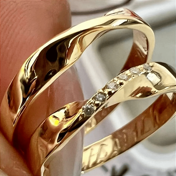 Aliança de Moeda antiga Premium  Mônaco Com Anel Solitário de Brinde Aliança só Love