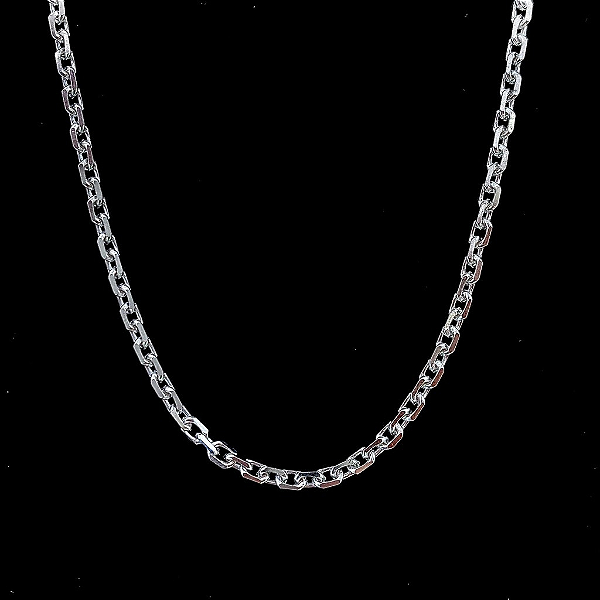 Corrente Masculina de Prata 925 Elo Cartier Cadeado – 3mm Fina e Estilosa | Alianças Só Love