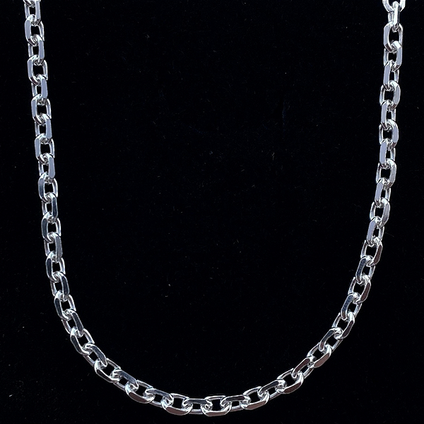 Corrente Masculina de Prata 925 Elo Cartier Cadeado – 4mm Fina e Estilosa | Alianças Só Love