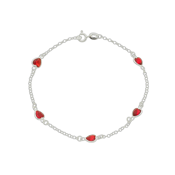 Pulseira de Prata 925 Coração Vermelho com Zircônia – Amor que Brilha no Pulso | Alianças Só Love