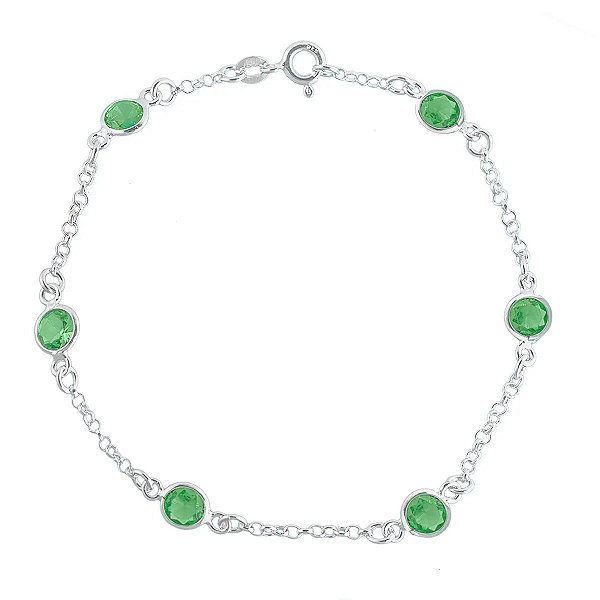 Pulseira de Prata 925 Feminina com Pedra Verde Zircônia – Elegância com Energia Positiva | Alianças Só Love