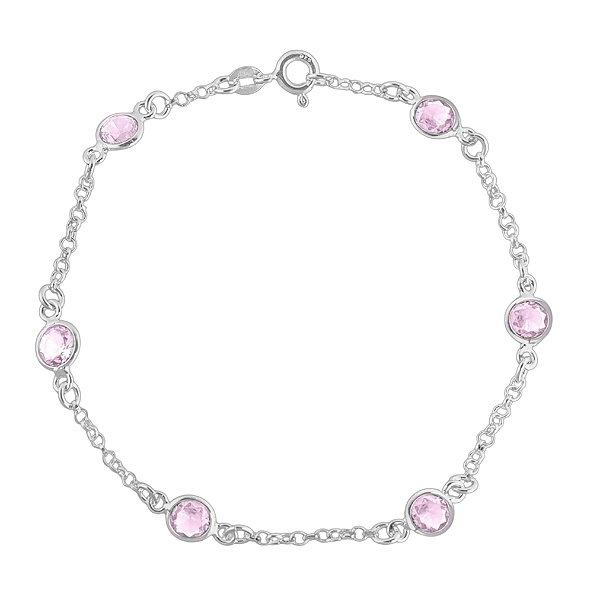 Pulseira Pedra Rosa Zircônia de Prata 925 – Delicadeza e Charme Feminino