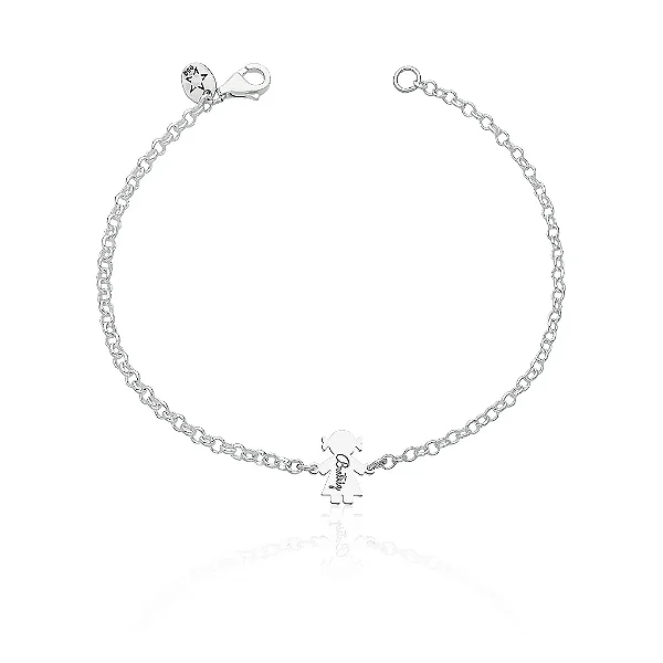 Pulseira feminina Prata Personalizada com um filho e nome