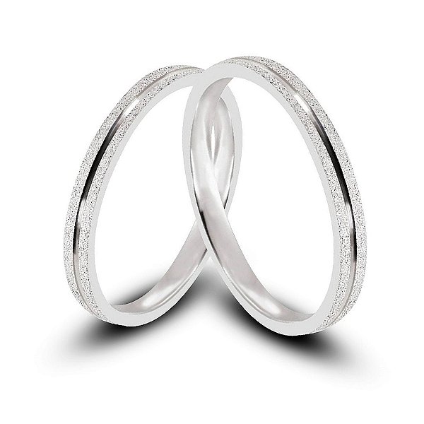 Aliança de Prata 950 Essência Lumina 2mm Com Anel Solitário de Brinde Aliança só Love