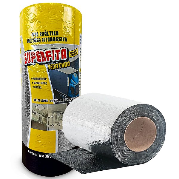 Manta Asfáltica Auto Adesiva Impermeável Vedatudo Metalizada 30cm x 10m