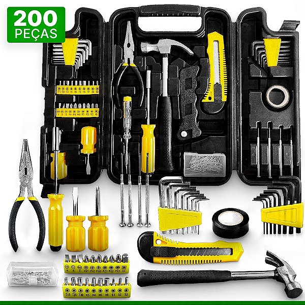 Kit de Ferramentas 200 Peças com Maleta – Completo p/ Serviços Gerais
