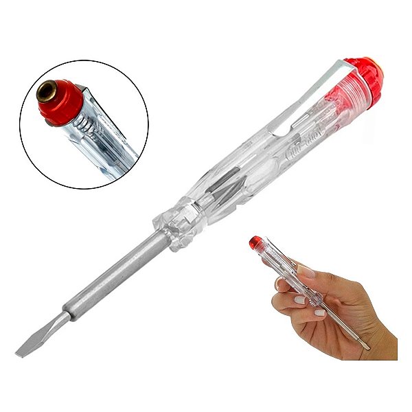 Caneta Detectora De Energia Elétrica Voltímetro Teste Tensão 140mm 100v Até 500v