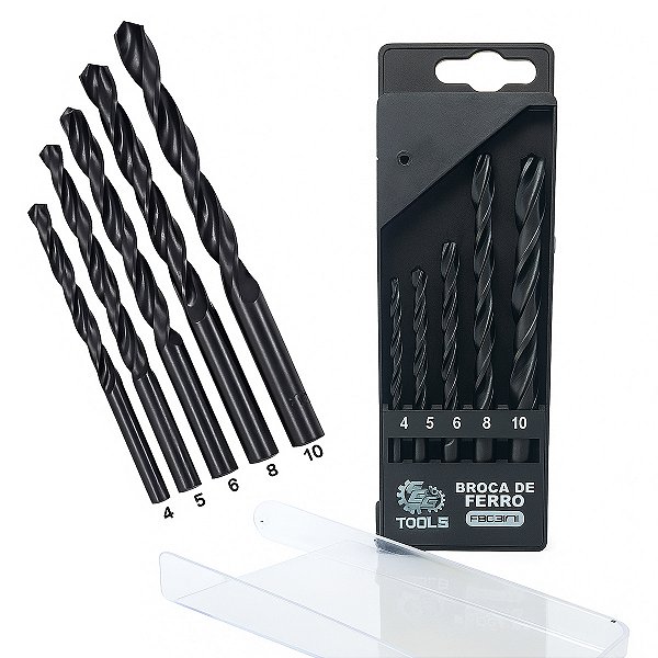 Jogo Brocas Aço Rápido Metal 4 à 10mm 5 Peças Titânio