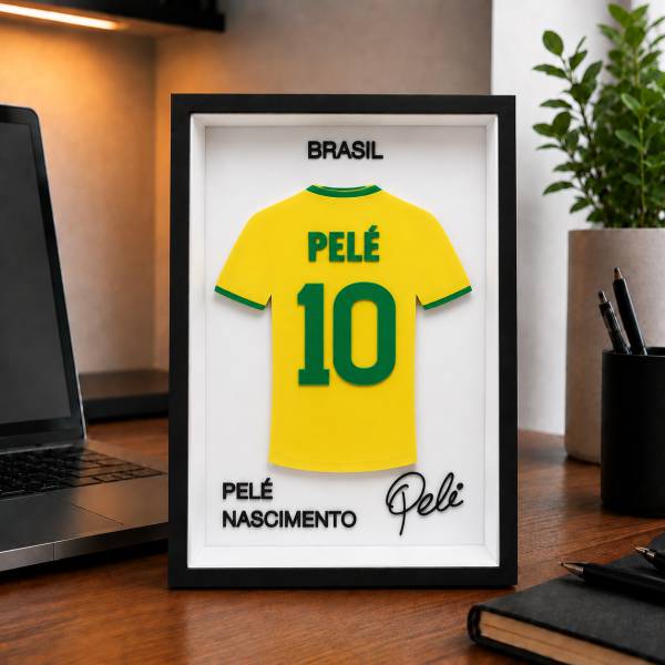 Pelé - Copa do Mundo (Quadro Camisa 3D)