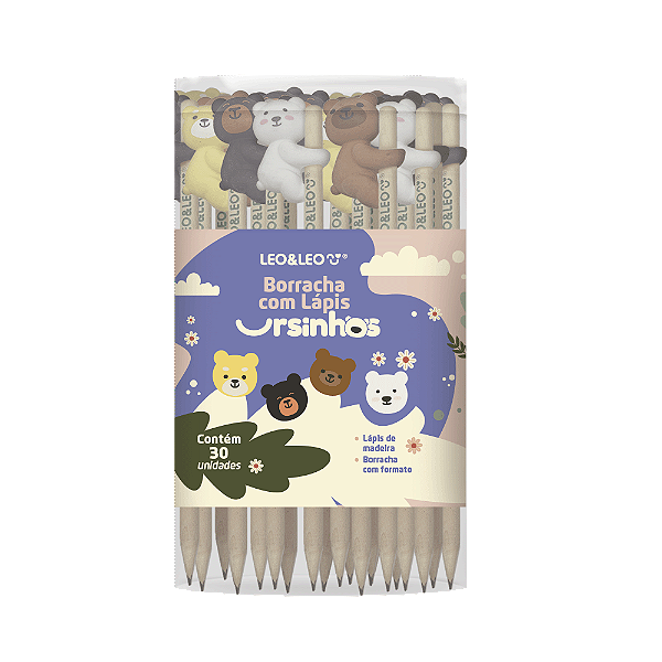LAPIS DE ESCREVER URSINHOS C/ BORRACHA - LEO&LEO