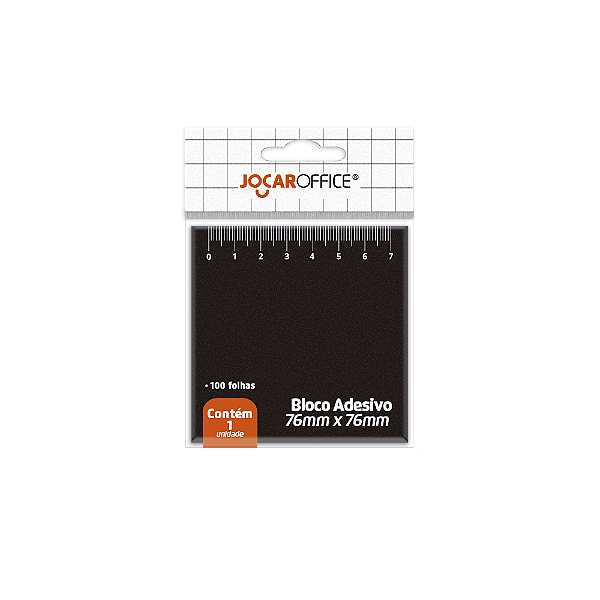 BLOCO ADESIVO PRETO RÉGUA 76MMX76MM C/ 100 FOLHAS - JOCAR OFFICE