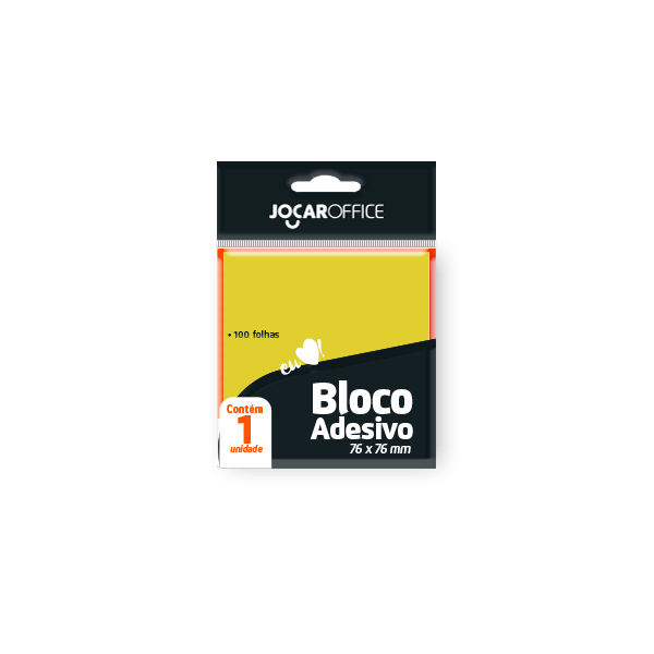 BLOCO ADESIVO AMARELA COM 100 FOLHAS 76MMX76MM - JOCAR OFFICE