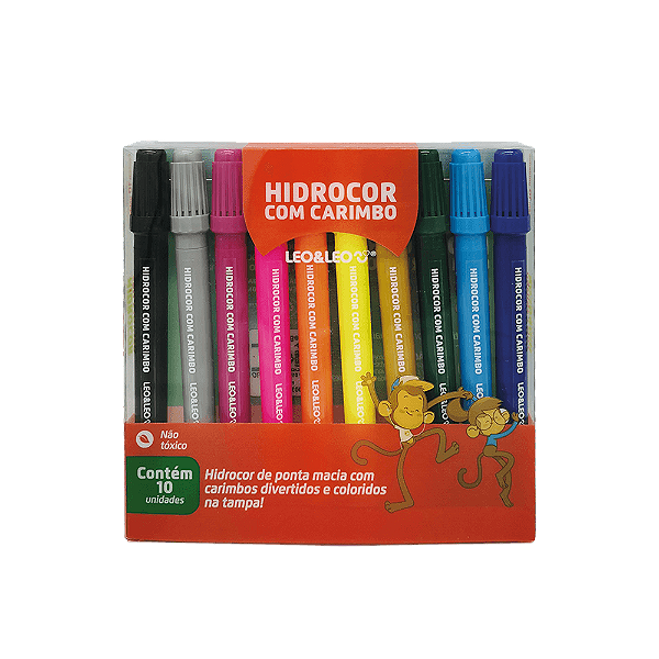 CANETINHA HIDROGRÁFICA E CARIMBO COM 10 CORES - LEO&LEO