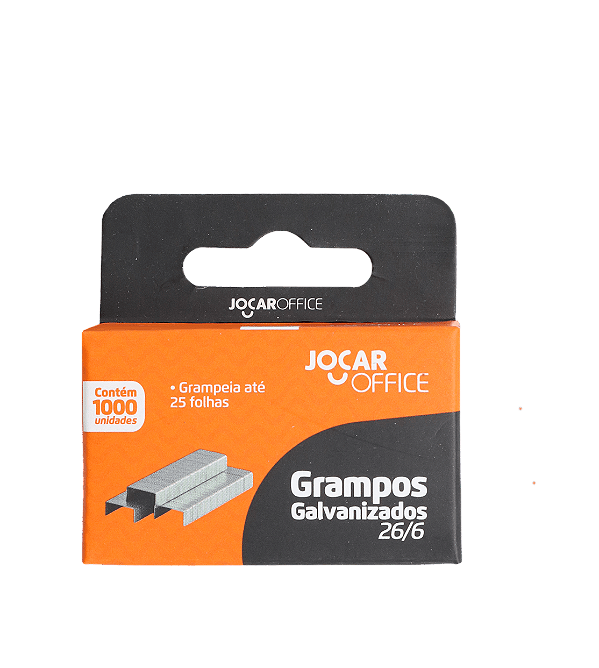 GRAMPO GALVANIZADO 26/6 COM 1000 UNIDADES - JOCAR OFFICE