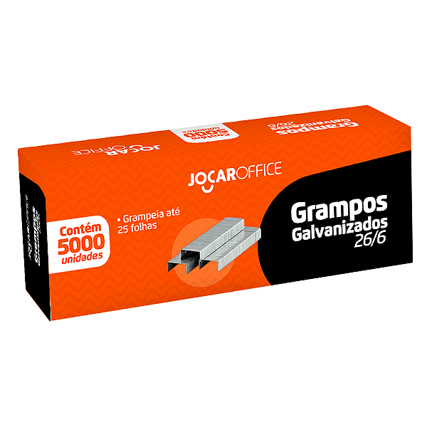 GRAMPO GALVANIZADO 26/6 COM 5000 UNIDADES - JOCAR OFFICE