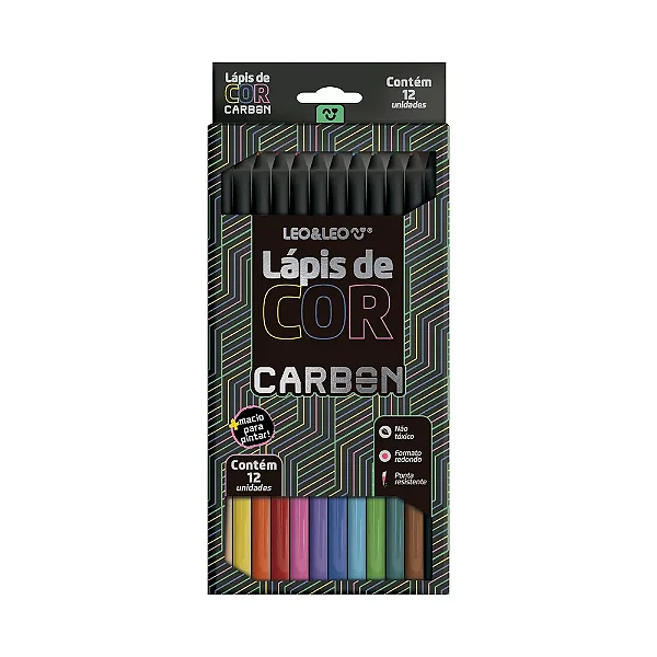LAPIS DE COR CARBON REDONDO COM 12 CORES - LEO&LEO