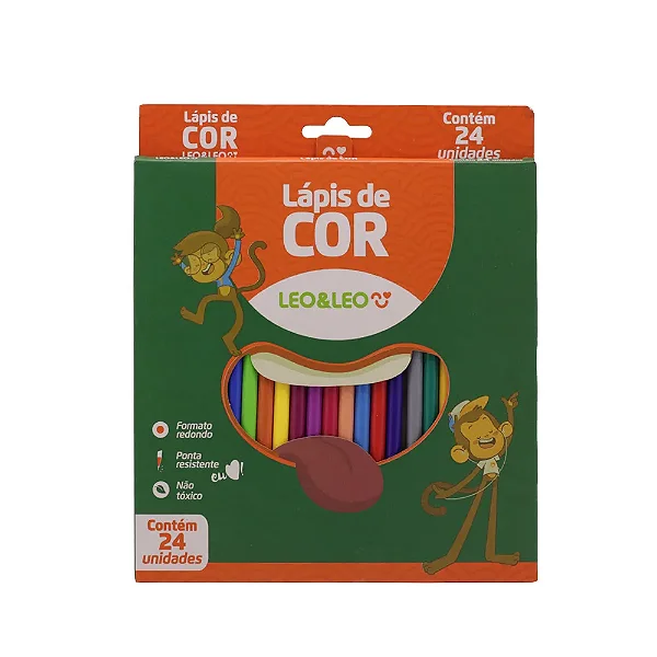 LAPIS DE COR RESINA REDONDO FLEX COM 24 CORES - LEO&LEO