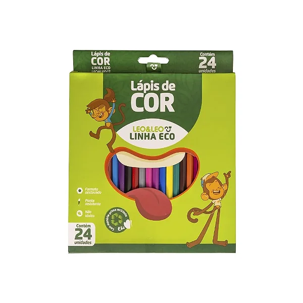 LAPIS DE COR RESINA SEXTAVADO ECOLOGICO COM 24 CORES - LEO&LEO