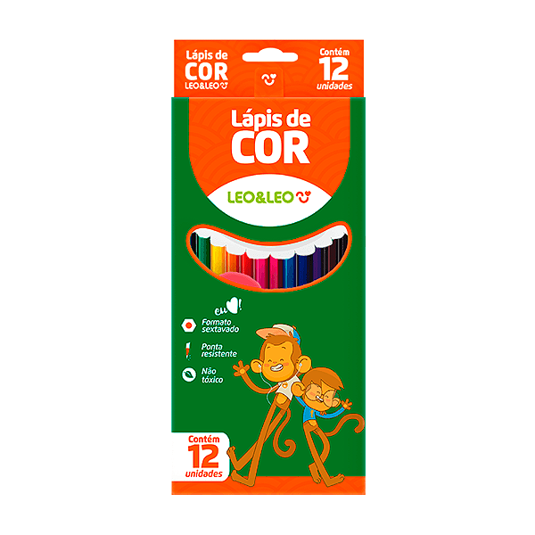 LAPIS DE COR RESINA SEXTAVADO FLEX COM 12 CORES - LEO&LEO