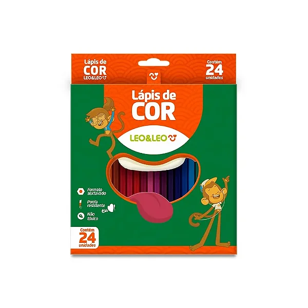 LAPIS DE COR RESINA SEXTAVADO FLEX COM 24 CORES - LEO&LEO