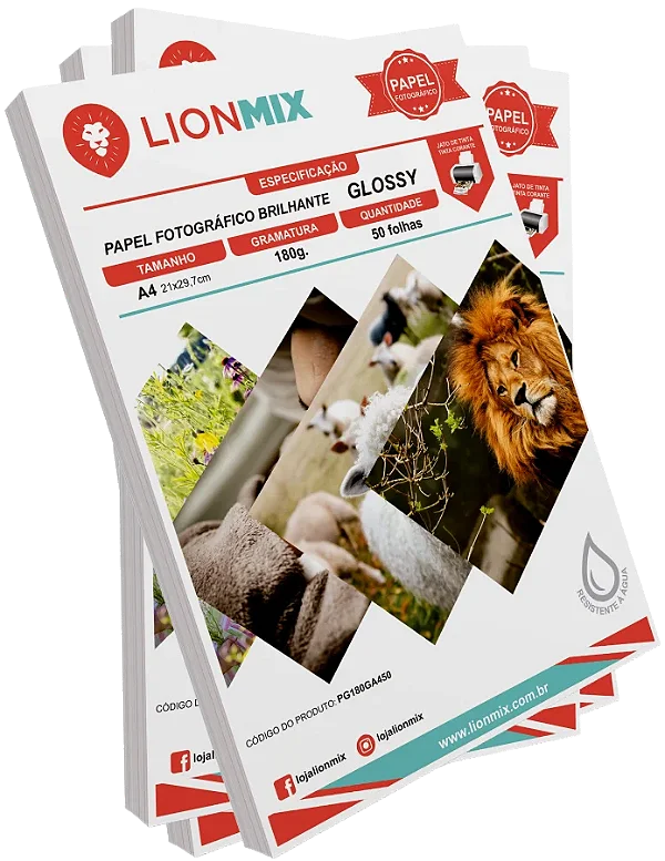 PAPEL FOTOGRAFICO BRILHANTE GLOSSY 180G - A4