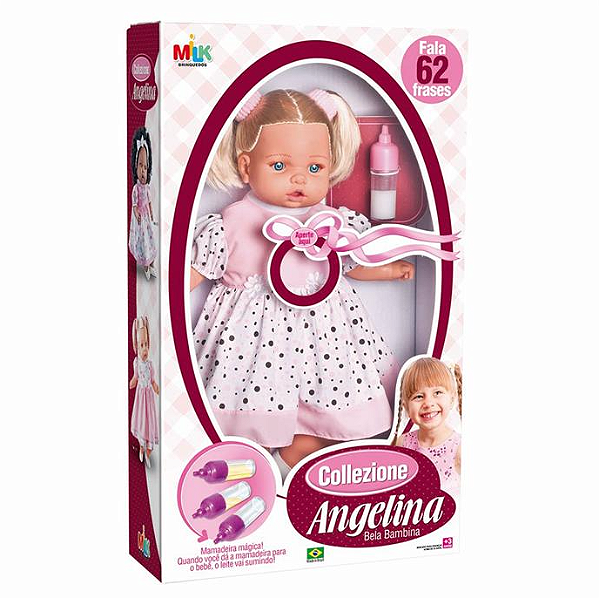 BONECA COM MECANISMO ANGELINA LOIRA 62 FRASES 48CM - MILK