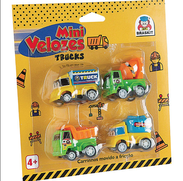 CARRINHO A FRICCAO MINI VELOZES TRUCKS - BRASKIT