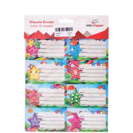 ADESIVO ETIQUETA ESCOLAR INFANTIL - WIN PAPER