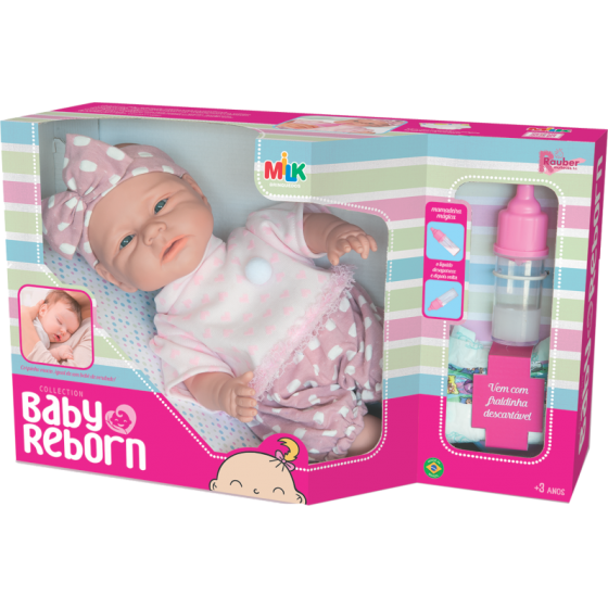 BONECA BABY REBORN COM ACESSORIOS 40CM - MILK BRINQUEDOS