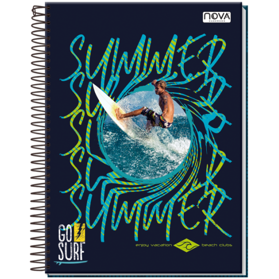 CADERNO ESPIRAL CAPA DURA 1 MATERIA COM 80 FOLHAS GO SURF - NOVA CADERNOS