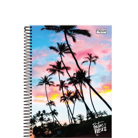 CADERNO ESPIRAL CAPA DURA 1/4 COM 96 FOLHAS POSITIVE VIBES - NOVA CADERNOS
