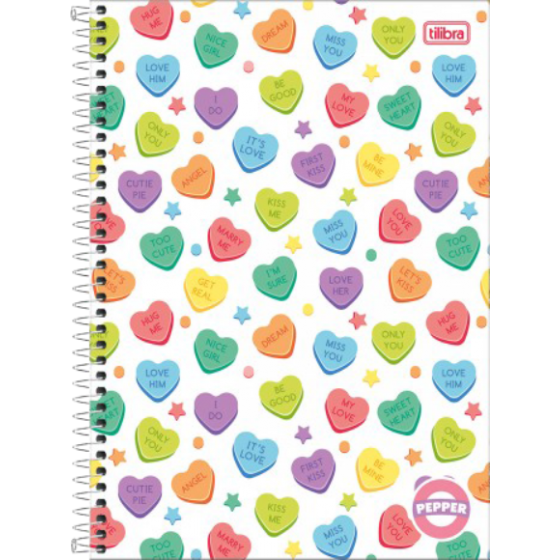 CADERNO ESPIRAL CAPA DURA 10 MATERIAS COM 160 FOLHAS PEPPER FEMININO - TILIBRA