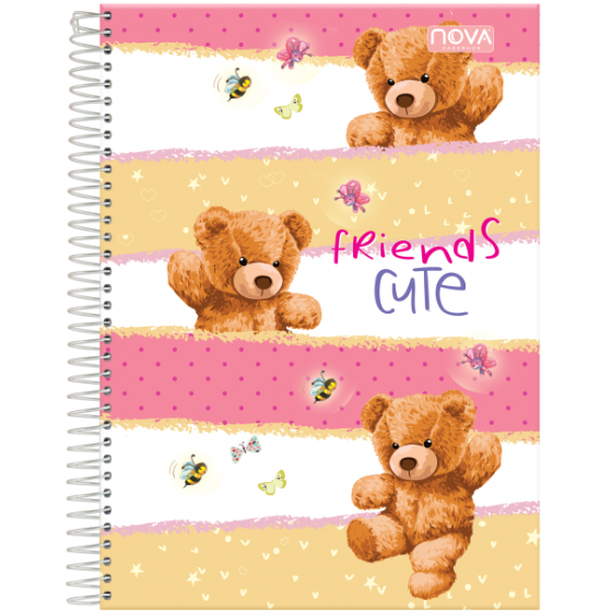 CADERNO ESPIRAL CAPA DURA 15 MATERIAS COM 240 FOLHAS FRIENDS CUTE - NOVA CADERNOS
