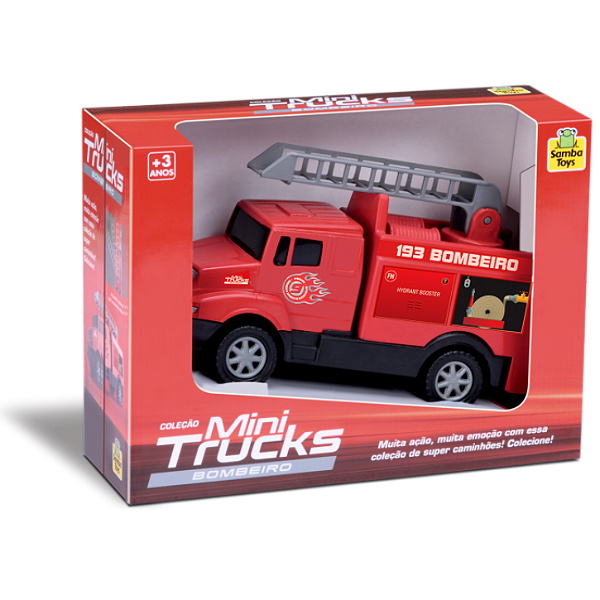 CARRO MINI TRUCK BOMBEIRO 23CM - SAMBA TOYS