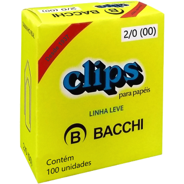CLIPS GALVANIZADO 2/0 C/ 100 UNIDADES - BACCHI