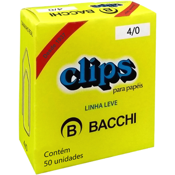 CLIPS GALVANIZADO 4/0 C/ 50 UNIDADES - BACCHI