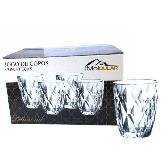 CONJUNTO DE TACAS DIAMOND 290ML C/ 4 PECAS - MOLDULAR
