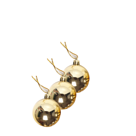 ENFEITE DE NATAL - BOLA DOURADA LISA 6CM COM 3 UNIDADES - RIO DE OURO