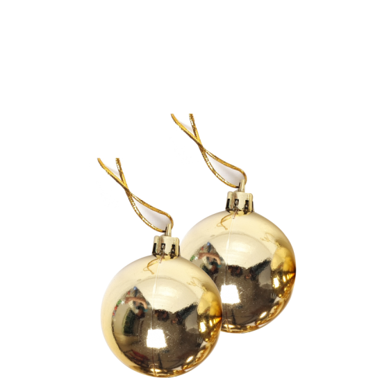 ENFEITE DE NATAL - BOLA LISA 7CM NTB1005 DOUR C/2 - RIO DE OURO