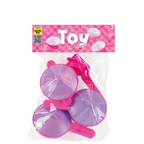 KIT 3 PANELINHAS + 3 UTENSILIOS 27CM - SAMBA TOYS