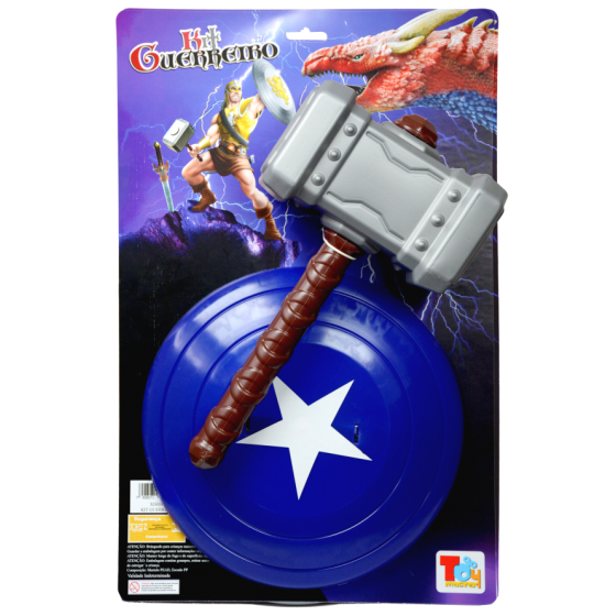 KIT GUERREIRO MARTELO+ESCUDO AZUL C/ 2 PECAS - TOYMASTER