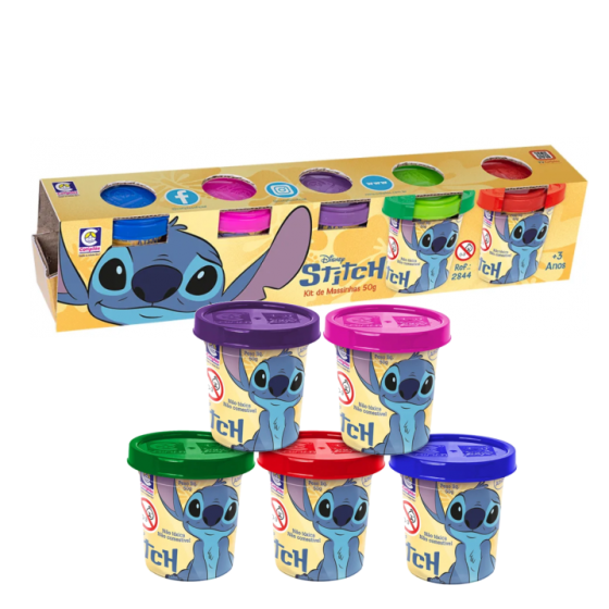 KIT MASSINHA STITCH C/ 5 POTES 31CM - COTIPLAS