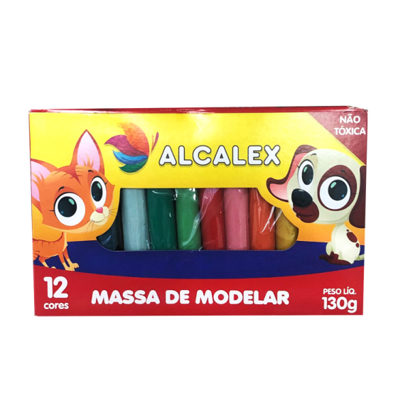 MASSINHA DE MODELAR 130GR COM 12 CORES - ALCALEX