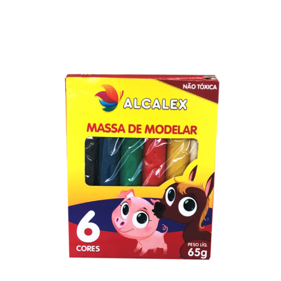 MASSINHA DE MODELAR 65GR COM 06 CORES - ALCALEX