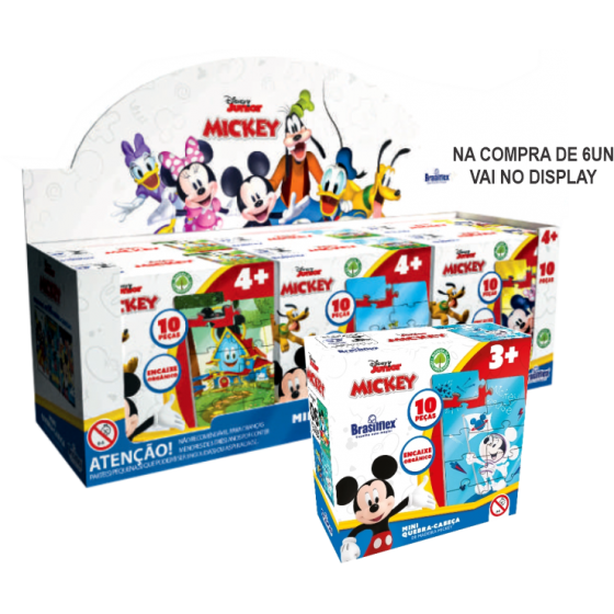MINI QUEBRA-CABECA MICKEY MADEIRA 10 PECAS - BRASILFLEX