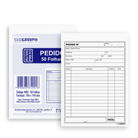 TALAO PEDIDO 1/8 50 FOLHAS - SIDGRAPH
