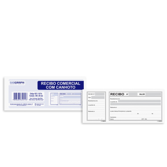 TALAO RECIBO COMERCIAL COM CANHOTO COM 50 FOLHAS - SIDGRAPH